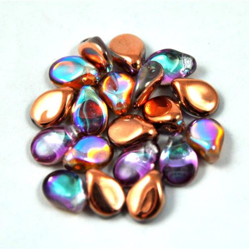 Pip cseh préselt üveggyöngy - Crystal Copper Rainbow - 5x7mm