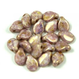   Pip cseh préselt üveggyöngy - Alabaster Brown Purple Bronz Luster - 5x7mm