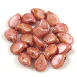   Pip cseh préselt üveggyöngy - Alabaster Pink Brown Traventin - 5x7mm