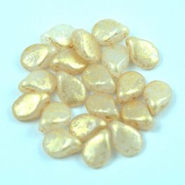   Pip cseh préselt üveggyöngy - Alabaster Gold Patina - 5x7mm