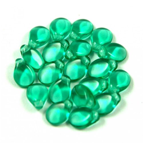 Pip cseh préselt üveggyöngy - Emerald - 5x7mm