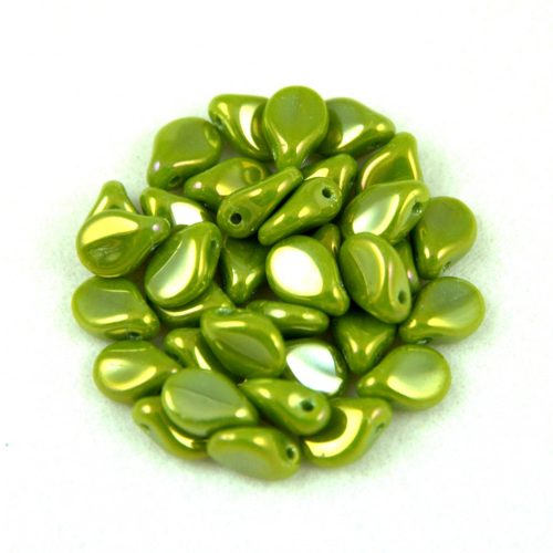 Pip - Czech Glass Bead  - Green Gold Luster - 5x7mm