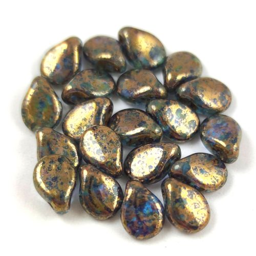 Pip - Czech Glass Bead - Transparent Aqua Bronze -5x7mm