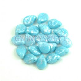   Pip cseh préselt üveggyöngy - Light Turquoise Blue Tweedy Silver - 5x7mm