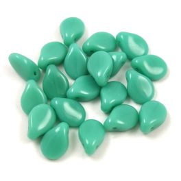   Pip cseh préselt üveggyöngy - Opaque Turquoise Green - 5x7mm