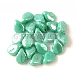   Pip cseh préselt üveggyöngy - Opaque Turquoise Green Luster - 5x7mm