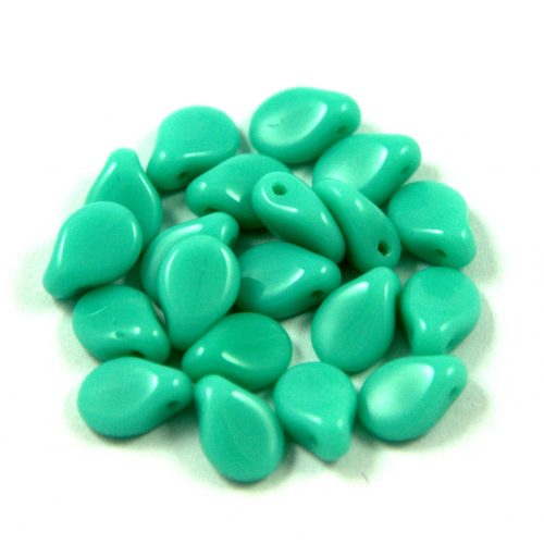 Pip cseh préselt üveggyöngy - Opaque Turquoise Green - 5x7mm