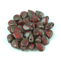 Pip - Czech Glass Bead - Opaque Red Picasso - 5x7mm