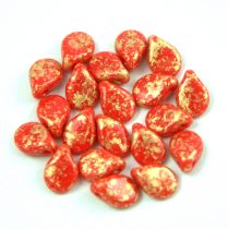 Pip - Czech Glass Bead - Opaque Red Gold Patina - 5x7mm