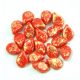 Pip cseh préselt üveggyöngy - Opaque Red Gold Patina - 5x7mm