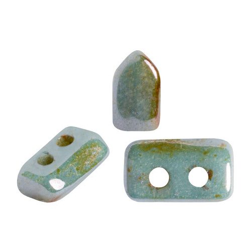 Piros® par Puca®gyöngy - Opaque Blue Green Ceramic Look - 2x5 mm