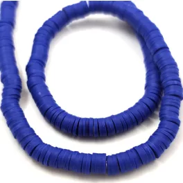Polimer korong gyöngy szálon - Sapphire - 6mm