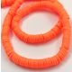 Polimer korong gyöngy szálon - Neon Orange - 6mm