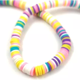 Polimer korong gyöngy szálon - mix - 6mm