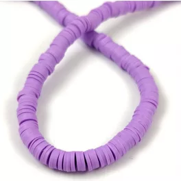 Polimer korong gyöngy szálon - Purple - 6mm
