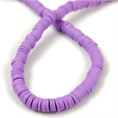 Polimer korong gyöngy szálon - Purple - 6mm