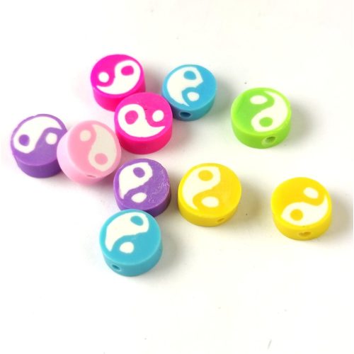 Polymer bead - yin-yang mix - 10mm - 10pcs/bag