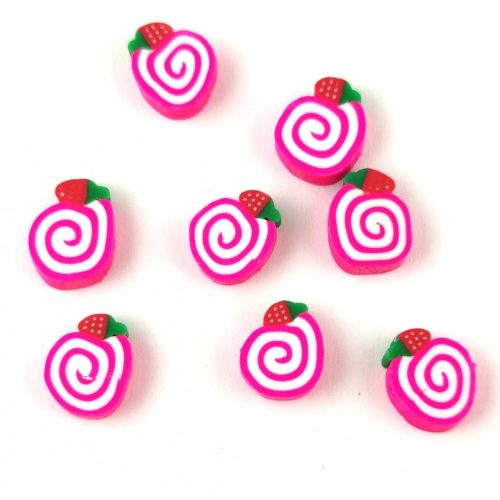 Polymer bead - Strawberry Spiral - 10mm