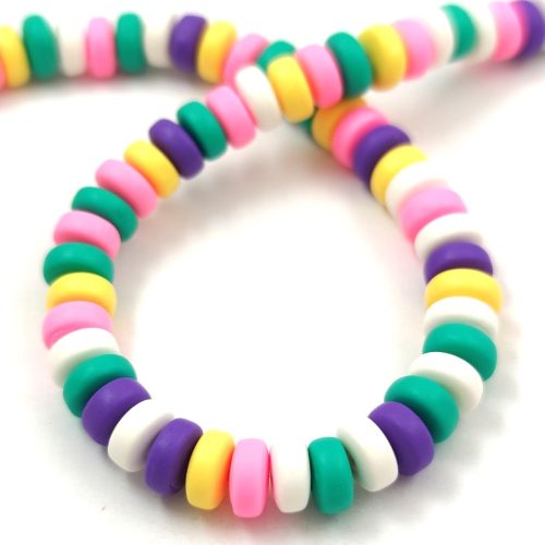 Polymer donut ring bead - Rainbow - 6.5 x 3 mm