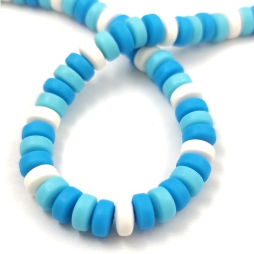 Polymer donut ring bead - Turquoise Blue Mix - 6.5 x 3 mm