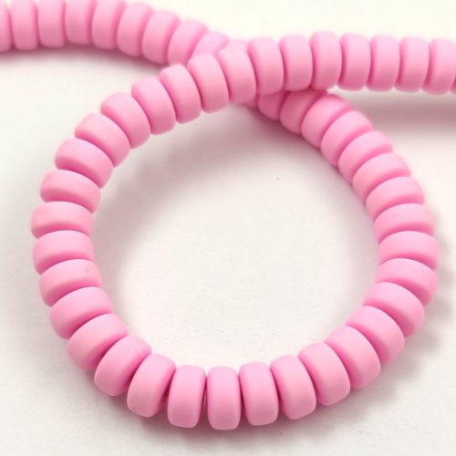 Polymer donut ring bead - Pink - 6.5 x 3 mm