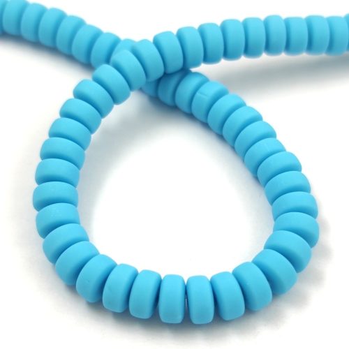 Polymer donut ring bead - Turquoise Blue - 6.5 x 3 mm