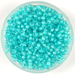   Preciosa cseh kásagyöngy - Turquoise Green Lined Crystal - 10/0