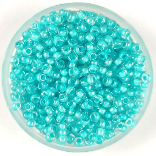 Preciosa Czech Glass Seed Bead - Turquoise Green Lined Crystal - 10/0