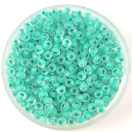   Preciosa cseh kásagyöngy - Turquoise Green Lined Matt Crystal - 10/0