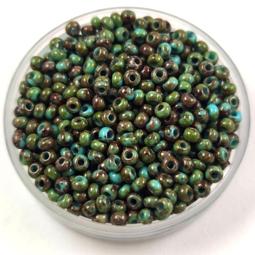 Preciosa seed bead- 69930 - Turquoise Green Travertine -  10/0 - 100g - WHOLESALE