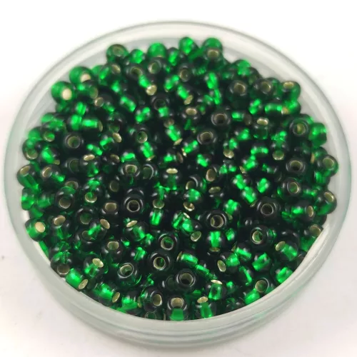 Preciosa Czech Glass Seed Bead - Silver Lined Green - 9/0