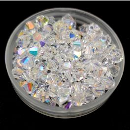   Preciosa bicone gyöngy - Crystal AB - méret: 4mm - 250db - AKCIOS