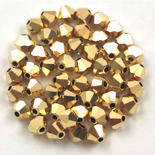Preciosa bicone gyöngy - Crystal Full Aurum - méret: 4mm - 250db - AKCIOS