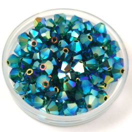   Preciosa bicone gyöngy - Emerald AB 2X - méret: 4mm - 250db - AKCIOS