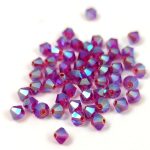 Preciosa bicone gyöngy - Fuchsia AB 2X - méret: 4mm - 250db - AKCIOS