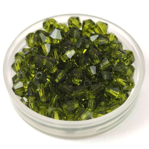 Preciosa bicone gyöngy - Olivine - méret: 4mm - 250db - AKCIOS