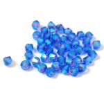 Preciosa bicone gyöngy - Sapphire AB 2X - méret: 4mm - 250db - AKCIOS