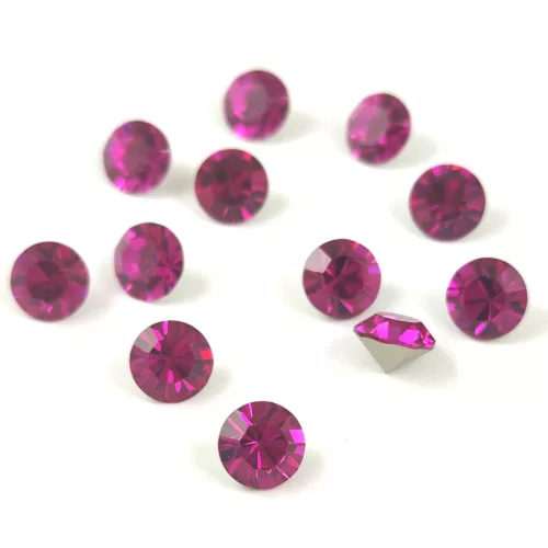 Preciosa chaton gyöngy - Fuchsia - méret: 8mm - 12db - AKCIOS