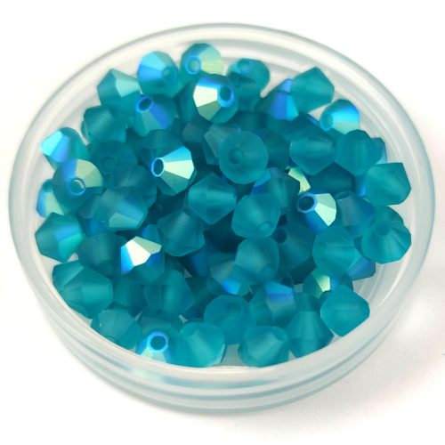 Preciosa bicone bead - Blue Zircon Matt AB - 4mm