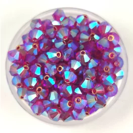 Preciosa bicone gyöngy - Fuchsia AB 2X - 4mm - 50db