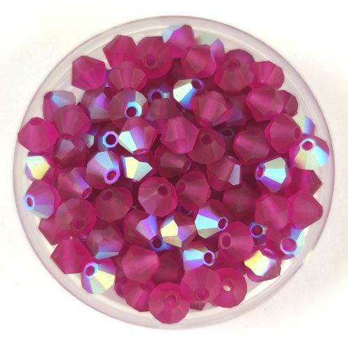 Preciosa bicone bead - Fuchsia Matt AB - 4mm