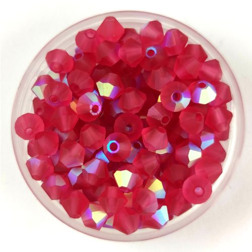 Preciosa bicone bead - Indian Pink Matt AB - 4mm