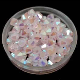 Preciosa bicone gyöngy - Rose Opal AB 2X - 4mm