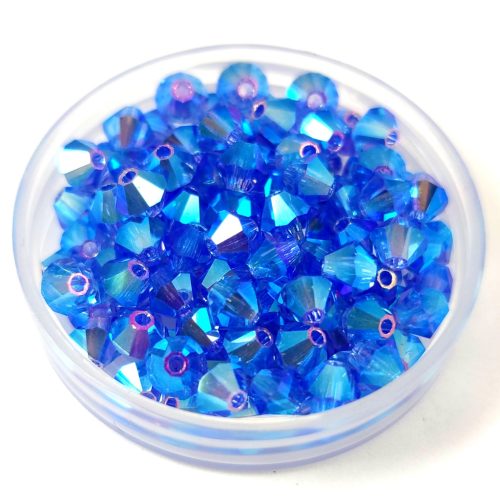 Preciosa bicone bead - Sapphire AB 2X - 4mm