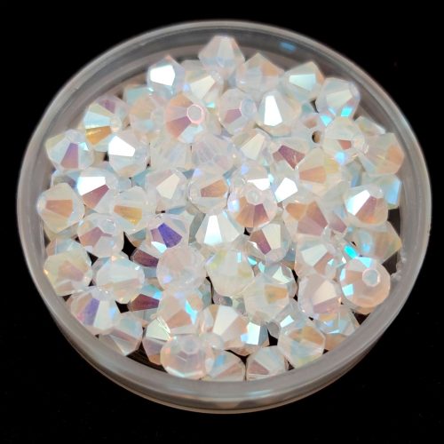 Preciosa bicone bead - White Opal AB 2X - 4mm