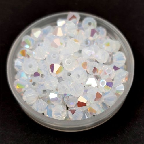 Preciosa bicone gyöngy - White Opal Glitter - 4mm - 50db