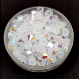 Preciosa bicone gyöngy - White Opal Glitter - 4mm