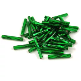   Preciosa szalmagyöngy - csavart mintás - Silver Lined Green - 15mm