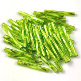   Preciosa szalmagyöngy - csavart mintás - Silver Lined Lime - 20mm