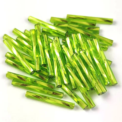 Preciosa szalmagyöngy - csavart mintás - Silver Lined Lime - 20mm